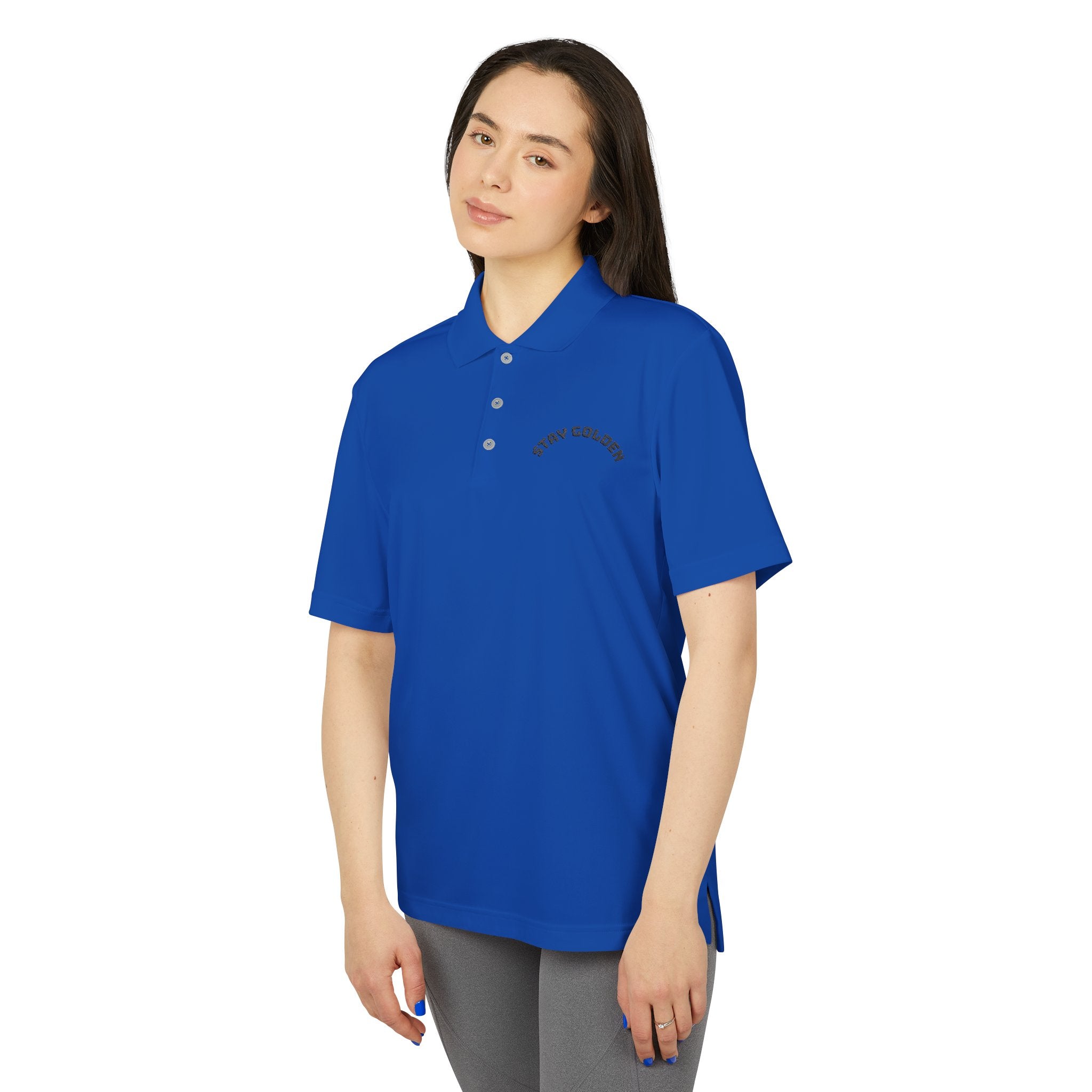 Performance Polo Shirt - Stay Golden | Unisex Athletic Wear, Sports Top, Activewear, Gift for Him, Golf Shirt